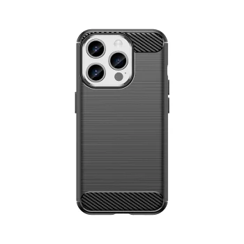 Dėklas iPhone 15 Pro su anglies pluošto raštu Carbon Case, juodas