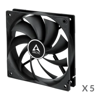 Arctic F12 120mm Case Fans, 3-pin, Black, 5 pcs