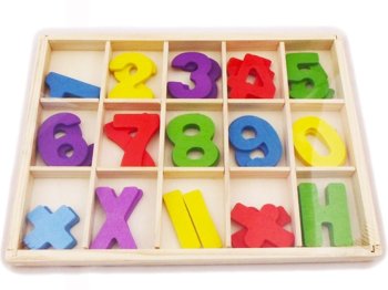 Wooden Numbers and Math Symbols Learning Set in a Box