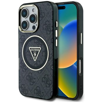Guess IML Metal Glitter 4G MagSafe Case for iPhone 16 Pro, Black