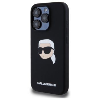 Karl Lagerfeld Silicone Karl Head Print MagSafe vāciņš iPhone 15 Pro, melns