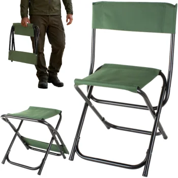 Folding Camping and Fishing Chair with Backrest, Green