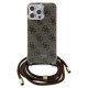 Guess iPhone 15 Pro Case Crossbody Cord 4G Print, Brown