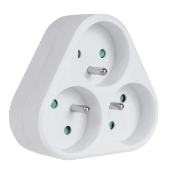 Maclean MCE214 3-Way Socket Adapter with Grounding, 16A, White