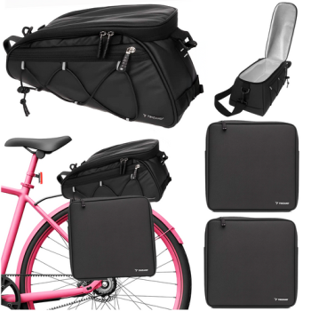 Trizand 25516 Waterproof Bike Pannier Bag Set for Rack, 16L, Black