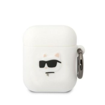 Karl Lagerfeld AirPods Case Silicone Choupette Head 3D White