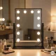 ModernHome LED Makeup Mirror 30x40 cm with 12 Bulbs, 3 Light Modes, Black