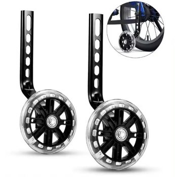 LED Light Up Training Wheels for Kids Bike 12-20 Inch, Black