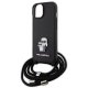 Чехол Karl Lagerfeld для iPhone 15 Crossbody Saffiano Metal Pin, черный