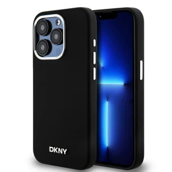 Apple iPhone 14 Pro 6.1'' DKNY Liquid Silicone Small Metal Logo MagSafe Case Cover, Black