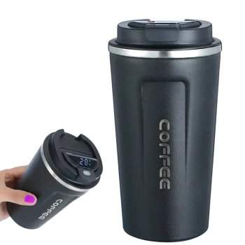 Smart Thermal Mug with LCD Temperature Display, 510ml, Black