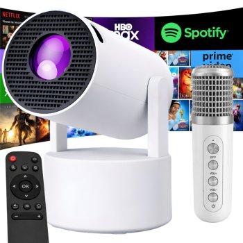 HY-300 PRO Smart LED Projector with Android TV 11.0, WiFi, Bluetooth & Microphone