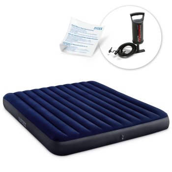 Intex Queen Air Mattress with Hand Pump, Inflatable Guest Bed 203x183x25 cm 64755