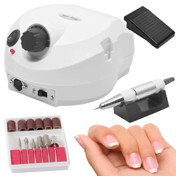 Professional Nail Drill for Manicure and Pedicure, 65W, 35000 RPM, White