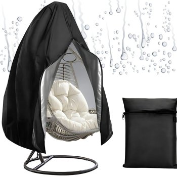 Waterproof hanging egg chair cover for garden swing, black