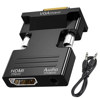 HDMI to VGA (D-Sub) Video and Audio Adapter, Black