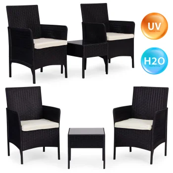 MultiGarden Garden Furniture Set, 2 Chairs and Table, Black