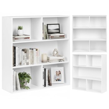 ModernHome 3 Tier Bookshelf Standing Storage Shelf for Living Room, Bedroom, White