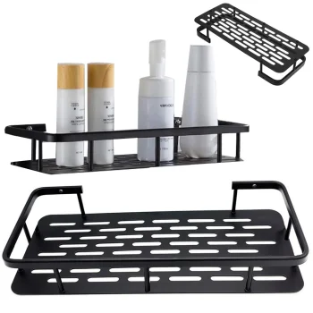 Hanging Metal Shelf for Bathroom and Kitchen Loft, Black