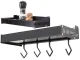 Hanging Kitchen Shelf with Hooks, Aluminum, 30 cm, Black