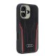 Audi Genuine Leather MagSafe Case for iPhone 16, Black/Red