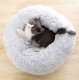 Fluffy Calming Donut Pet Bed for Dogs and Cats, Grey