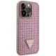 Guess iPhone 14 Pro Case Rhinestone Triangle, Pink