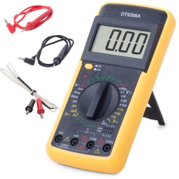 DT9208A Digital Multimeter LCD AC/DC Ammeter Resistance with Temperature