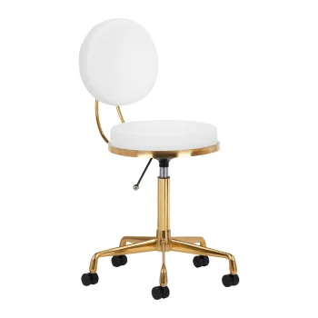 Activeshop H5 Cosmetic Stool with Backrest, White/Gold