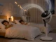 Adjustable Floor Fan with LED Display, Remote Control and Oscillation, White/Black