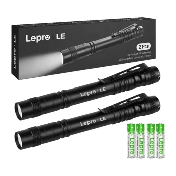 Lepro EA120023-2 LED Penlight Flashlight Set, 2-Pack, Black