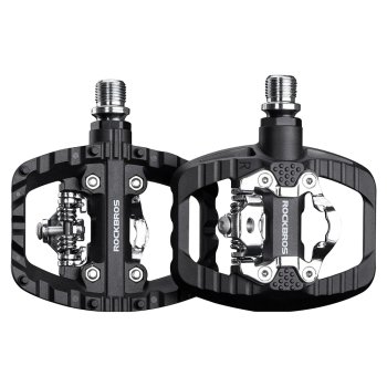 Rockbros PD303 velosipēda pedāļi ar platformu un SPD - Melni