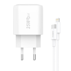 Foneng EU40 Wall Charger 25W USB Type C + Charging Data Cable ( Type C to Apple iPhone Lightning ) 3A, White