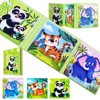 Magnetic Puzzle Book with Zoo Animals Travel Toy Jhtoy-266