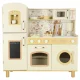 Kids Wooden Play Kitchen with Sound, Light and Water Faucet, 90 cm, Beige