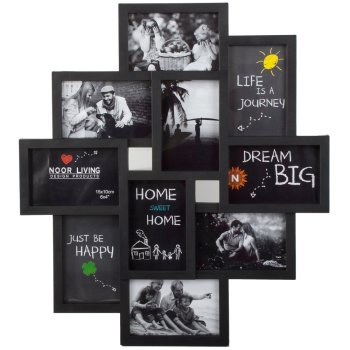 Large 3D Collage Photo Frame for 10 Pictures, Black