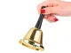 Metal Santa Claus Hand Bell with Wooden Handle, Gold