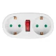 Maclean MCE338 F Electric Socket Splitter with Switch, 2 Sockets, Type F, White
