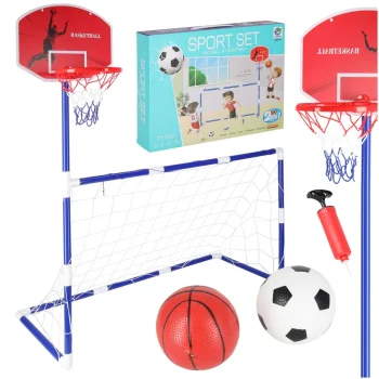 2in1 Kids Football Goal and Basketball Hoop with Balls, KX3001