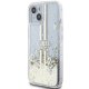 Guess iPhone 15 Plus / 14 Plus Case Liquid Glitter Gold Stripes, Transparent