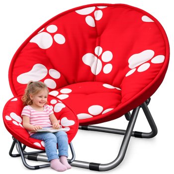 Kids Folding Camping Moon Chair for Garden and Patio, Red
