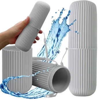 Travel Toothbrush and Toothpaste Case Container, Grey