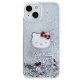 Apple iPhone 15 6.1\'\' Hello Kitty Liquid Glitter Charms Kitty Head Cover Case, Silver