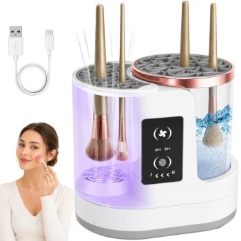 Electric Makeup Brush Cleaner and Dryer Machine, White
