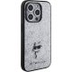 Karl Lagerfeld iPhone 15 Pro Max Case Glitter Choupette Logo, Silver