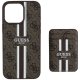 Guess iPhone 16 Pro Max Case 4G Stripes with MagSafe Wallet, Brown