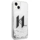 Dėklas Karl Lagerfeld Liquid Glitter Big KL skirtas iPhone 14 / 15 / 13 6.1\", sidabrinis