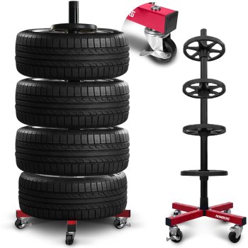 Tire Rack for 4 Tires Humberg HM-387, Heavy Duty Wheel Storage Stand for Garage