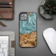 Bewood iPhone 15 Plus Case Unique Uranus Wood and Resin, Blue/White
