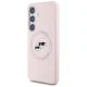 Karl Lagerfeld Silicone Double Heads And Circle MagSafe Case for Samsung Galaxy S25, Pink